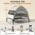 Compact Raised Dog Bed with Canopy and Carry Bag – Grey, 76cm