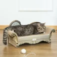 Cardboard Cat Scratching Lounger with Catnip – Brown, 60cm