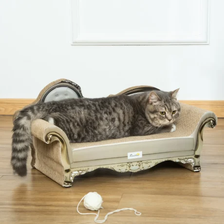 Cardboard Cat Scratching Lounger with Catnip – Brown, 60cm