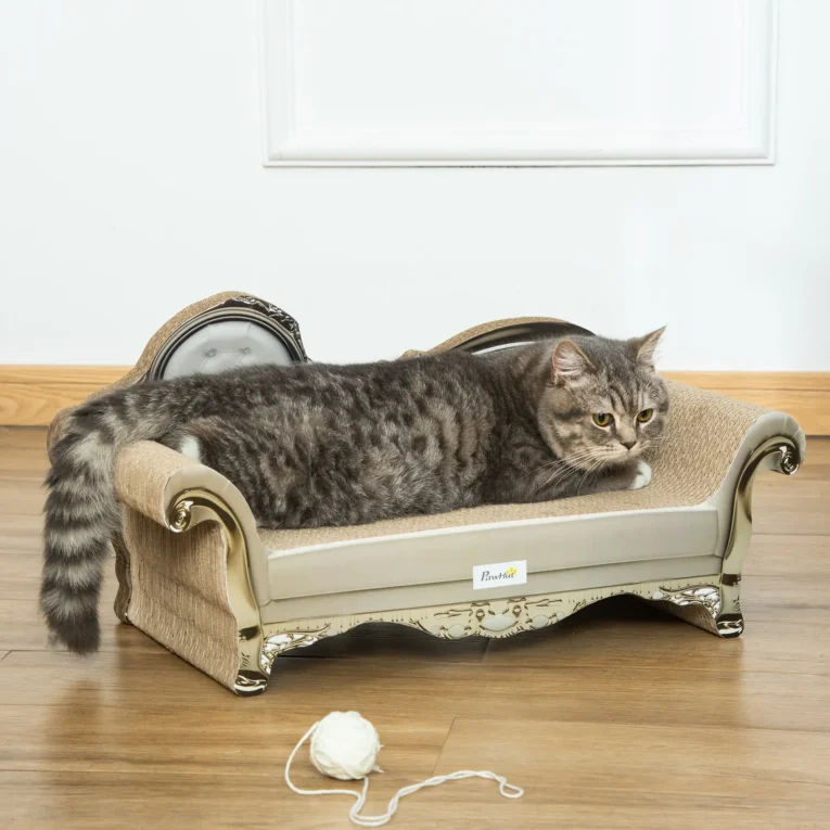 Cardboard Cat Scratching Lounger with Catnip – Brown, 60cm