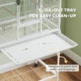 Large Bird Cage with Stand and Shelf 81x48x162.5cm – White