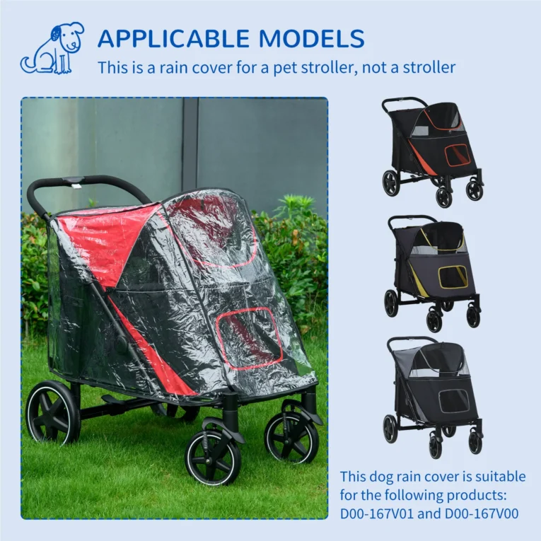 Clear Pet Stroller Rain Cover with Rear Access – Selected Models Clear Pet Stroller Rain Cover with Rear Access – Selected Models