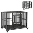 Folding Steel Dog Crate with Opening Roof – Black, 109cm