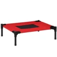 Raised Dog Bed Portable Metal Frame Small – Red, Black