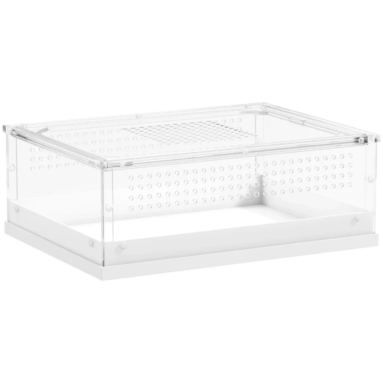 Acrylic Reptile Terrarium Sliding Door 40x30x15cm – Transparent, White