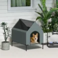 Raised Fabric Dog House with Removable Cover – Grey, 81cm