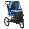 Foldable Dog Pushchair for Small Dogs – Blue and black