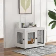 2-in-1 Dog Cage and Side Table Large Dogs – White and black