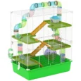 Hamster Cage with Water Bottle and Ramps – Green and white