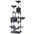 Multi-Level Cat Tower with Dens and Scratching Board – Dark Grey, 206cm