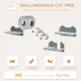 Wall-Mounted Cat Tree with Steps and Perch – Grey and cream