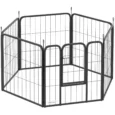 Six-Panel Steel Dog Playpen with Gate – Black, 60cm High