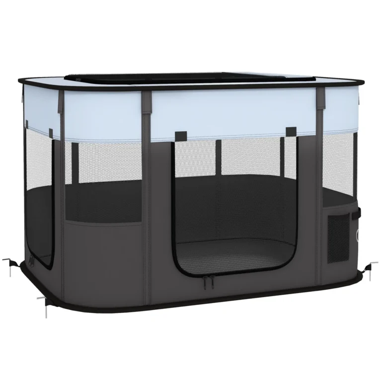 Folding Fabric Pet Playpen – Grey, 94cm