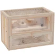 Wooden Hamster Cage 60x35x42cm Small Animals – Natural Wood Finish