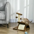 Compact Cat Activity Tree with Rotating Bar and Tunnel – Brown