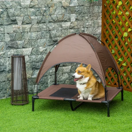 Raised Dog Bed with Canopy &ndash; Brown, 92 &times; 76cm &ndash; detail 2