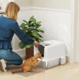 Covered Steel Cat Litter Box with Filters – White, 60.5cm
