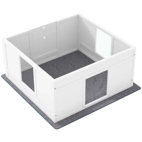 Dog Whelping Box with Washable Pad – White, 100cm