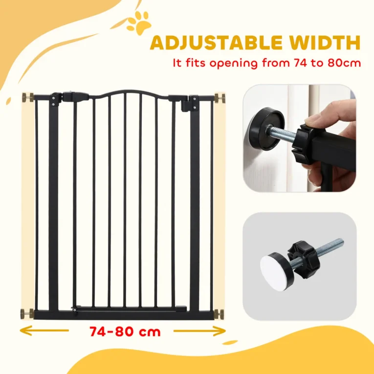 Tall Pressure-Fit Dog Gate – Black, 94cm