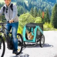 Folding Dog Bicycle Trailer – Light Blue and Grey, 30kg