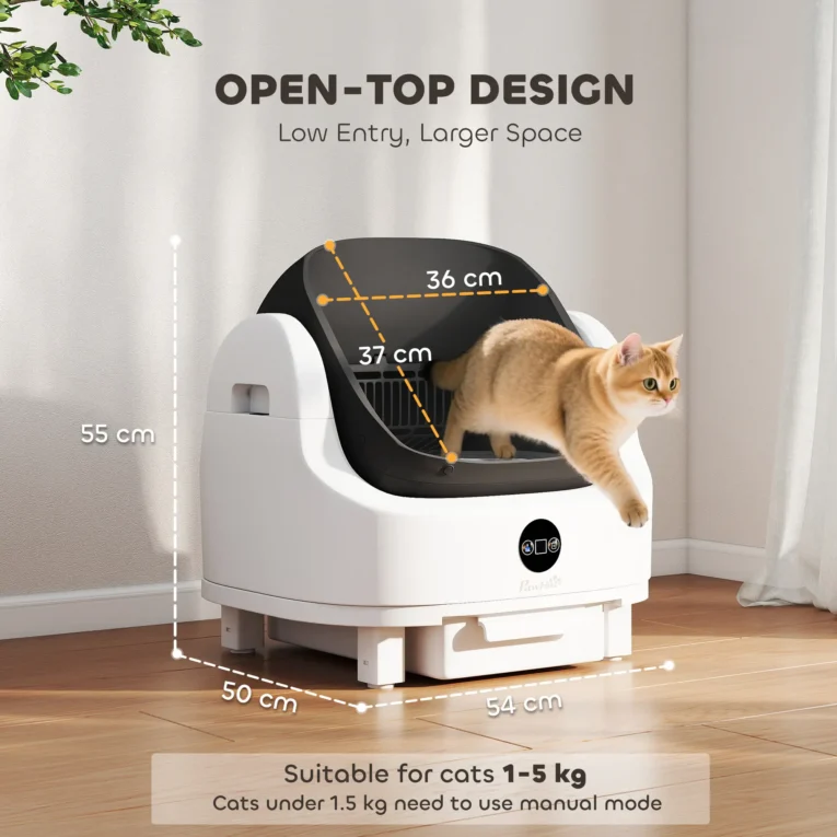 Automatic Cat Litter Tray Self-Cleaning Top Opening – White, Black Automatic Cat Litter Tray Self-Cleaning Top Opening – White, Black