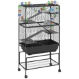 Five-Level Small-Animal Cage with Wheels and Deep Tray – Black