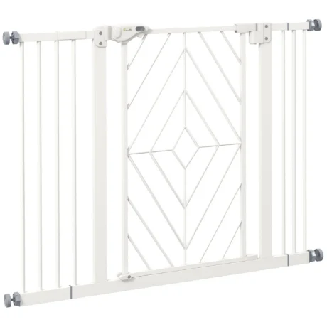 Dog Gate with Two Extensions – White, 74–100cm