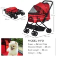 Folding Pet Stroller with Reversible Handle – Red