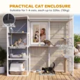 Wooden Outdoor Catio with Sheltered Rooms – Grey, 191cm