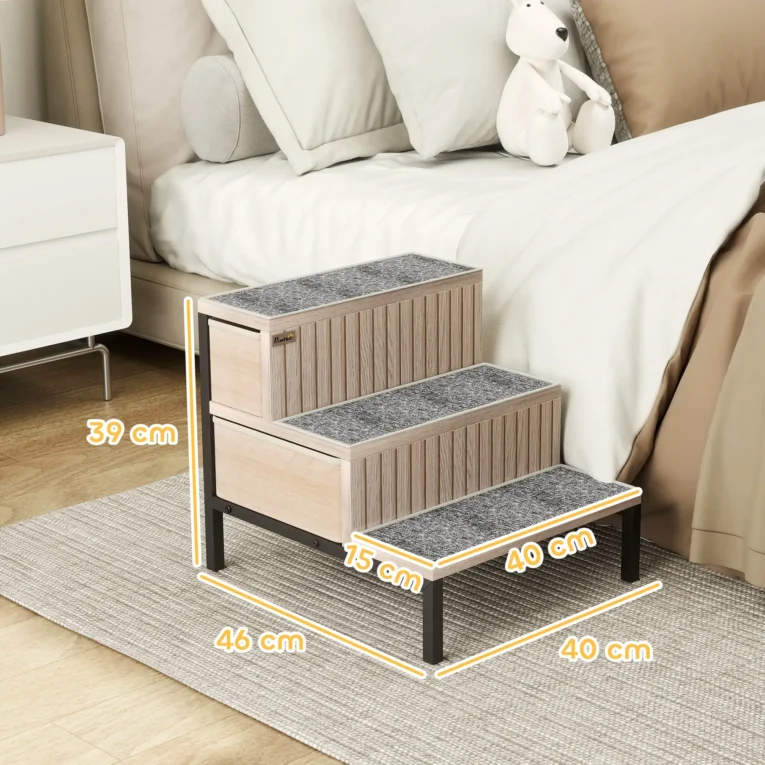 Dog Stairs with Storage, Non-Slip – Oak tone and black Dog Stairs with Storage, Non-Slip – Oak tone and black
