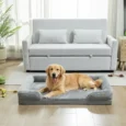 Large Memory-Foam Dog Sofa Bed – Grey, 112 × 80cm