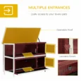Two-Tier Wooden Rabbit Hutch with Twin Trays – Brown and White