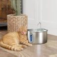 Stainless Steel Cat Drinking Fountain – 2.5L with Level Window