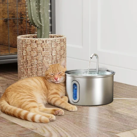 Stainless Steel Cat Drinking Fountain &ndash; 2.5L with Level Window &ndash; detail 2