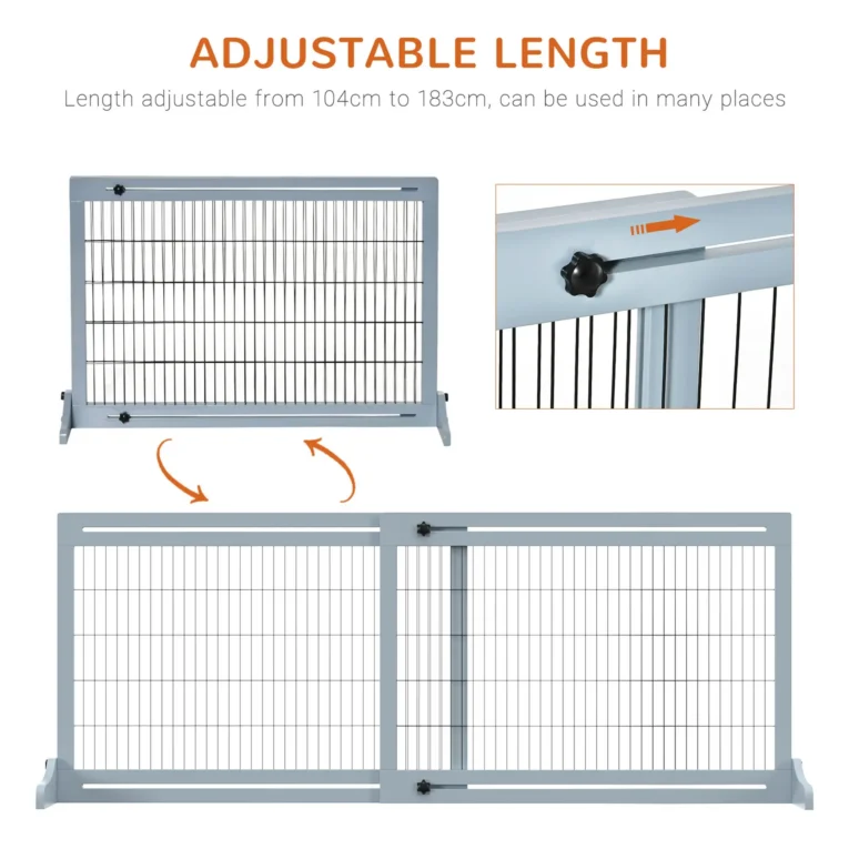 Adjustable Freestanding Dog Gate – Blue Grey, 104–180cm