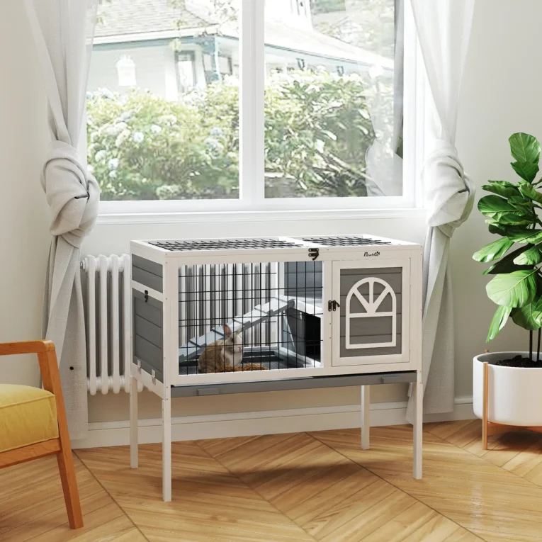 Rabbit Hutch 90 x 53 x 87cm – White and grey