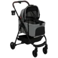 Three-in-One Pet Stroller with Detachable Carrier – Grey