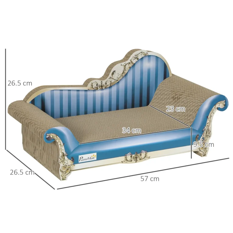 Cardboard Cat Scratching Lounger with Catnip – Blue, 57cm