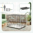 Folding Two-Door Dog Crate with Cushion – Black, 90cm