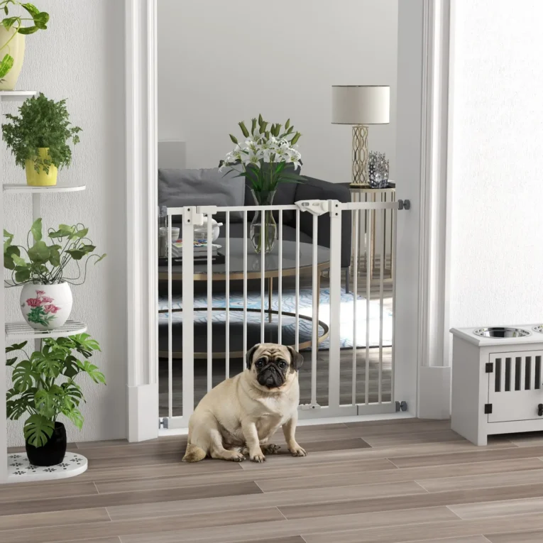 Adjustable Dog Gate Metal 74-94cm – White