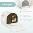 Hooded Cat Litter Box with Pull-Out Tray – White