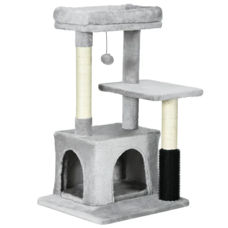 Cat Tower with Washable Top Bed – Light Grey, 85cm
