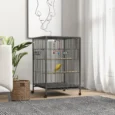 Compact Bird Cage with Wheels, Perches and Swing – Grey