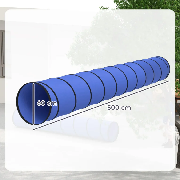 Foldaway Dog Agility Tunnel with Carry Bag – Blue, 5m