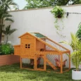 Wooden Hen House with Nesting Box and Attached Run – Orange