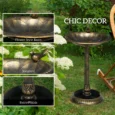 Garden Bird Bath with Planter Base – Bronze Tone, 72cm