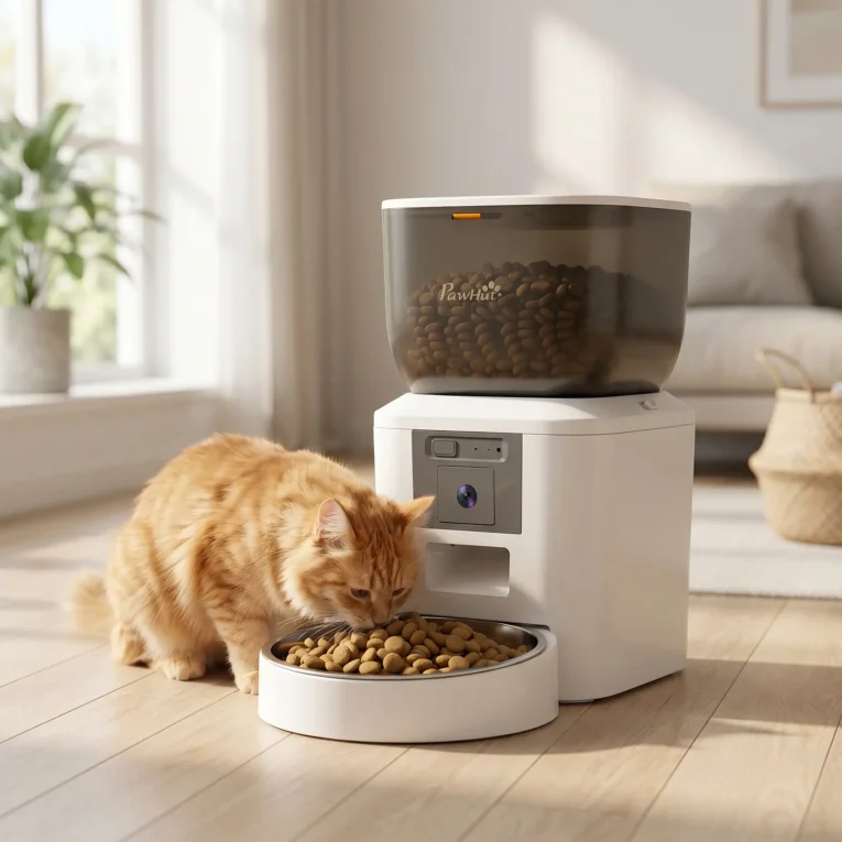 Wi-Fi Pet Feeder with Camera and Two-Way Audio – White, 4L
