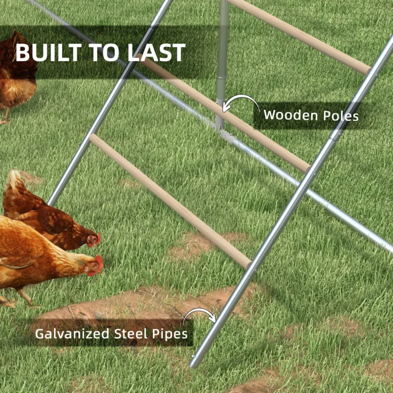 Chicken Roosting Ladder Wood and Steel Backyard Farm – Silver Tone & Natural Wood