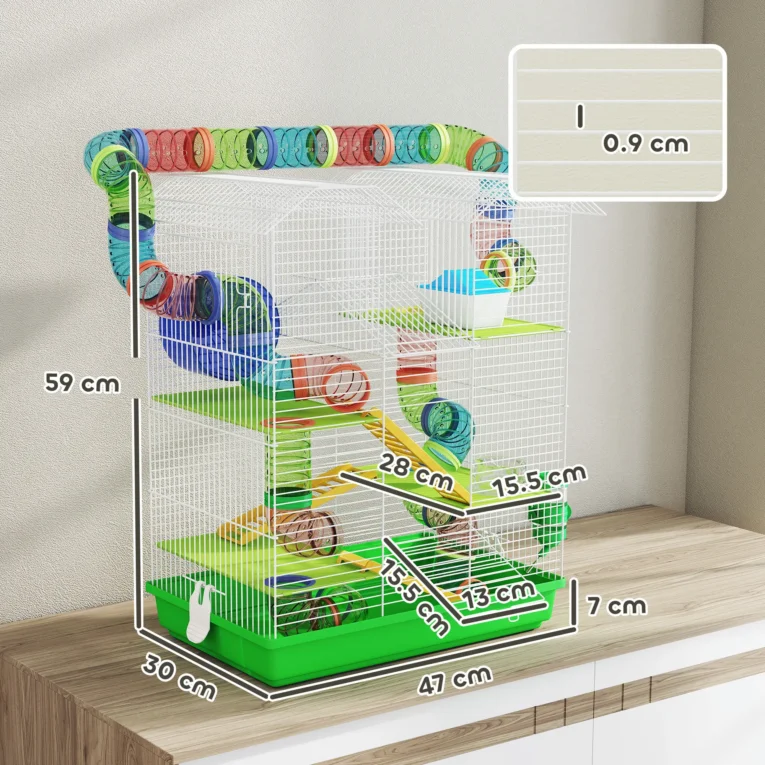 5-Tier Hamster Cage with Wheels and Tunnel – Green 5-Tier Hamster Cage with Wheels and Tunnel – Green
