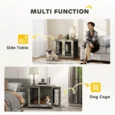 Indoor Dog Crate End Table with Cushion – Grey wood effect